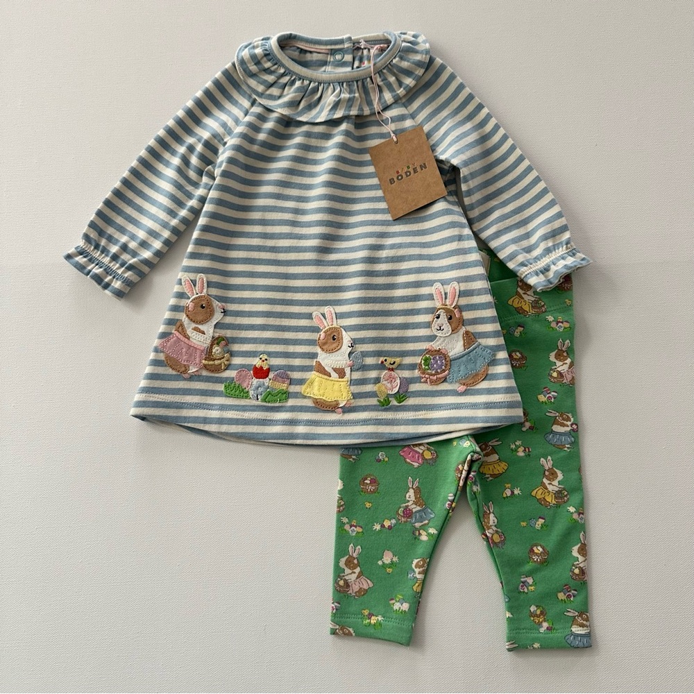 Baby Boden 0-3 Months Baby Girl Easter Dress Pants Set Outfit Spring NWT